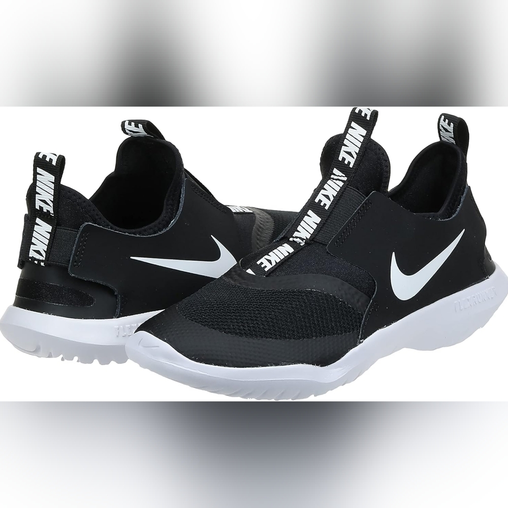 Nike Black and White Slip-On Flex Runner Shoes